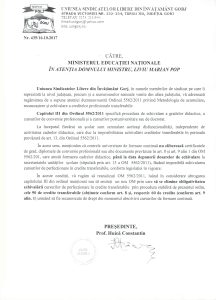 Adresa U.S.L.I. Gorj către M.E.N.