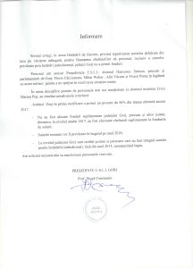 Informare privind alocarea de fonduri pentru sentințele judecătoreşti, aferente anului 2017