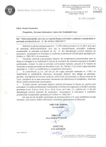 Adresa U.S.L.I. Gorj și răspunsul M.E.N. în ceea ce privește echivalarea creditelor transferabile!